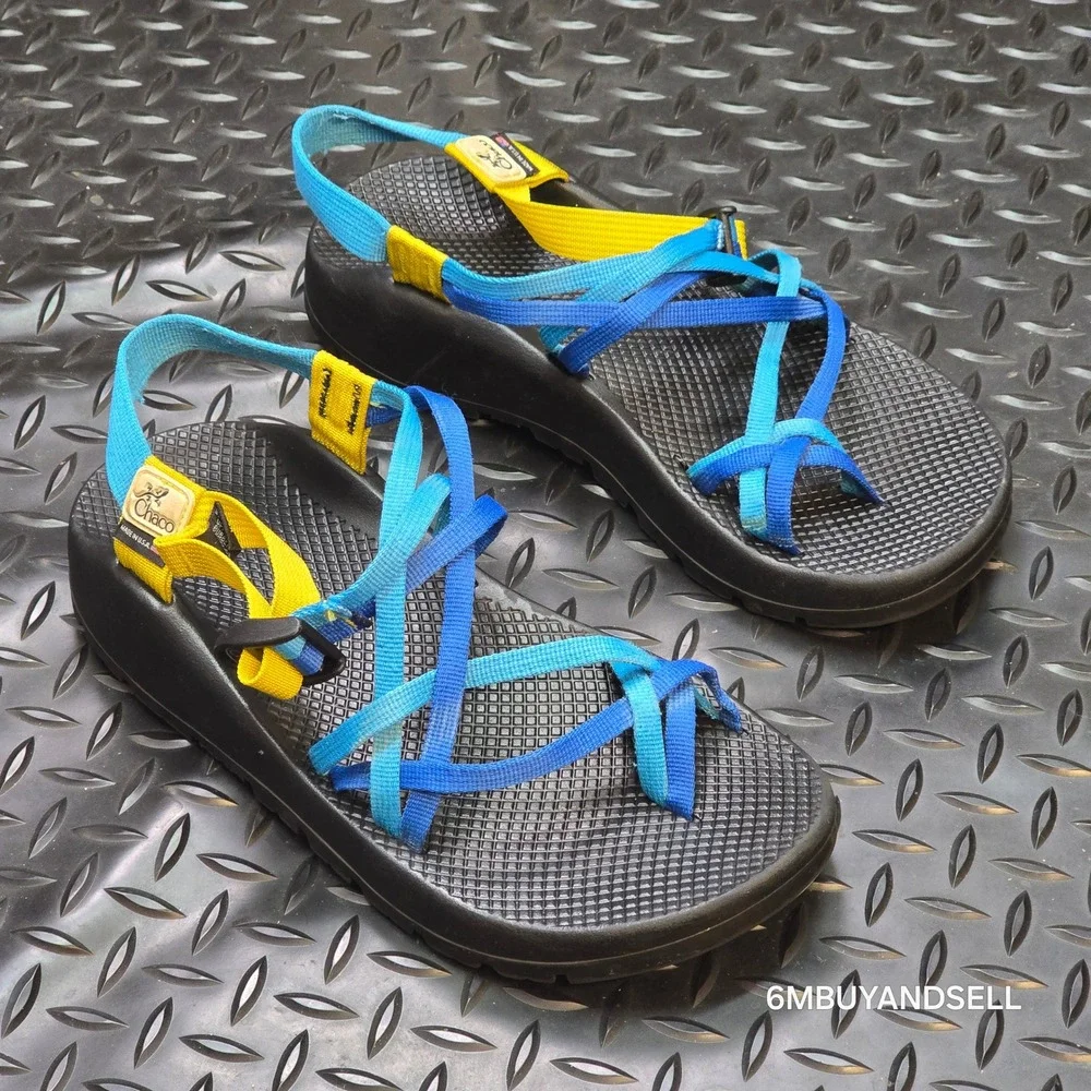 Chaco Z2 Colorado Sandals Mens 10 Blue Yellow Vibram Made in USA Hiking Strappy
